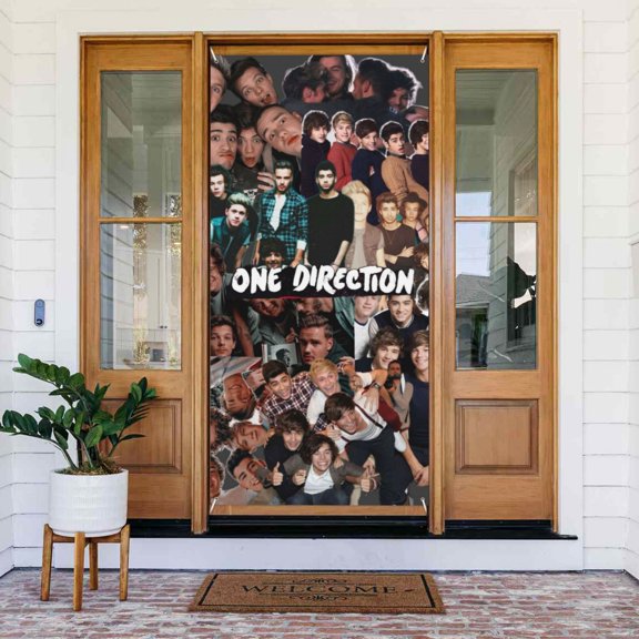Door Banner Decorations One Direction Porch Sign Banner Indoor Outdoor Wall Home Party Supplies 72.8 x 35.4 Inch