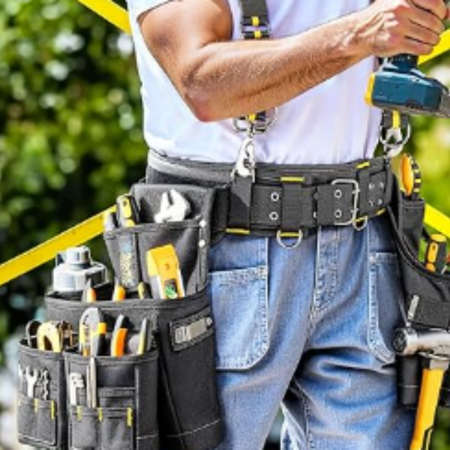 Bravex Tool Belt Suspenders, Tool Vest Pro Ultra 20 Bags Y-Style Toolbelt 5 Combo Apron Tool Pouch For Framers Carpenter Electrician 1200D Ballistic Nylon