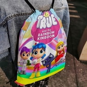 True and the Rainbow Kingdom-theme Drawstring Backpack Sports Gym Bag Water Resistant String Bag Cinch Bag,12X16(30X40cm)