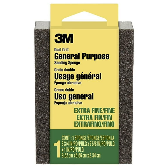 24-Pack of 3-3/4 x 2-5/8 x 1 3M 907NA All Purpose Sanding Sponge, Extra Fine/Fine