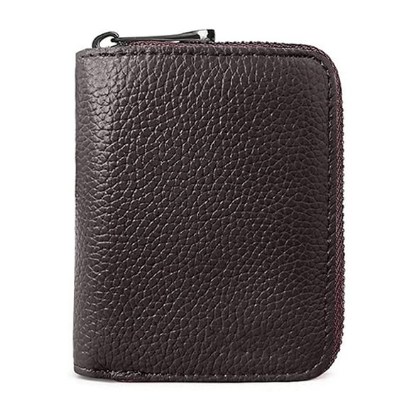 Credit Card Holder Leather Small Card Case for Women or Men Accordion Wallet with Zipper, 10.5*7.5*2.5cm