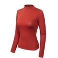 thumbnail image 3 of MixMatchy Women's Solid Tight Fit Lightweight Long Sleeves Mock Neck Top, 3 of 3