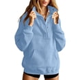 thumbnail image 2 of TGSLY Women's Half Snap Button Down Sweatshirt Lightweight Stand Collar Long Sleeve Athletic Tops Relaxed Casual Solid Color Fall Pullover with Pocket XXL, 2 of 9