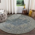 thumbnail image 2 of SAFAVIEH Restoration Vintage Donette Geometric Area Rug, Ivory/Turquoise, 6' x 6' Round, 2 of 10
