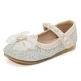 thumbnail image 6 of Viluyesy Girls Princess Dress Shoes - Toddler Bow Pearl Rhinestone Flats Soft Sole Ballet Slip-On Wedding Party Stage Performance School Uniform (2.5-11.5 Years) Beige Size 12 M, 6 of 8