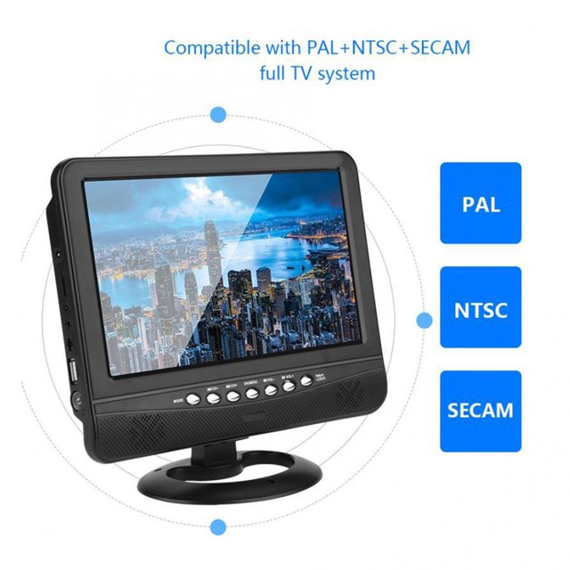 9,5 "TV Analógica LCD HD Mini Pantalla A Color Multimedia Delgada EE. UU. Macarena Televisión analógica