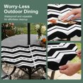 thumbnail image 5 of Round Outdoor Tablecloth with Umbrella Hole and Zipper, Black Chevron Tablecloth with Elastic Waterproof, Geometric Grey Print Wavy Striped White Patio Table Covers for 31" - 35" Picnic Pool Tables, 5 of 9