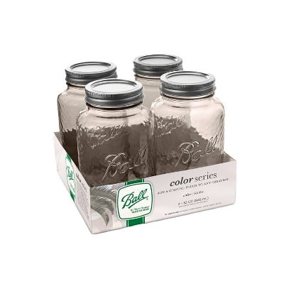 32oz 4pk Glass Regular Mouth Mason Color Jar with Lid and Band Sand