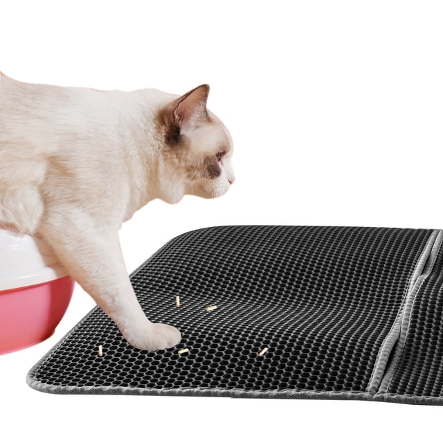 Estera para arena para gatos Estera para atrapar arena para gatos, diseño de doble capa en forma de panal, material a prueba de orina y agua, control de dispersión, menos desperdicio