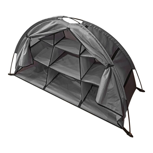 Organizador de zapatos para acampar, 9 estantes, organización clasificada, gran capacidad, plegable, portátil, armario de almacenamiento para acampar, gris, plegable