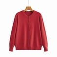 thumbnail image 5 of Rexolia Women’s Crewneck Button Front Cardigan Lightweight Knit Long Sleeve Casual Wine 2XL, 5 of 5