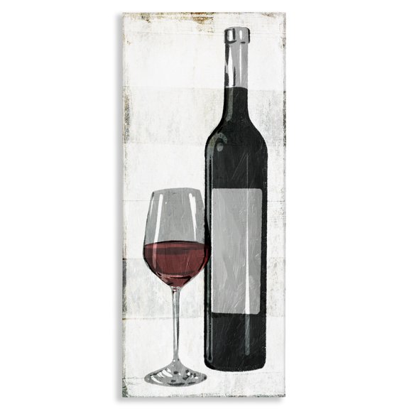 Stupell Industries Farmhouse Rustic Red Wine Glass Distressed Canvas Art, 10 x 24, by Milli Villa