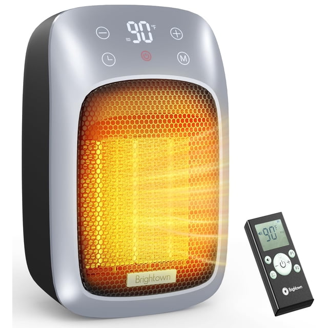 Calefactor eléctrico Brightown 800W con control remoto, luz LED y temporizador para interiores