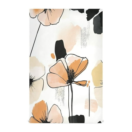 

Minimalist Floral Sketch Decorative Waffle Towel Kitchen Dishcloth 28x18in Multi-Use Tea Towel