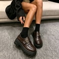 thumbnail image 3 of Gpaecead Women's Monk Strap Platform Mary Jane Shoes Faux Leather Slip On Non Slip Shoes For Work, School And Casual Brown, 3 of 6