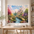 thumbnail image 5 of Fairy Tale Castle with Swans and Rainbow in a Garden, Serene Fantasy for Nature Lovers, Fantasy Wall Art, Housewarming Gift, Tapestry Wall Hanging for Bedroom, Living Room and Dorm, 5 of 7