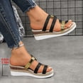 thumbnail image 3 of Espadrilles for Women Trendy Color Block Open Toe Slides Casual Wedge Sandals Platform Slip on Summer Dress Shoes Black Size 9, 3 of 7