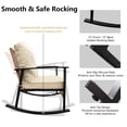 thumbnail image 4 of Decksplore 3-Piece Metal and Rattan Outdoor Bistro Set with Rocking Chairs, Thick Cushions and 2-Tier Side Table, Beige, 4 of 10
