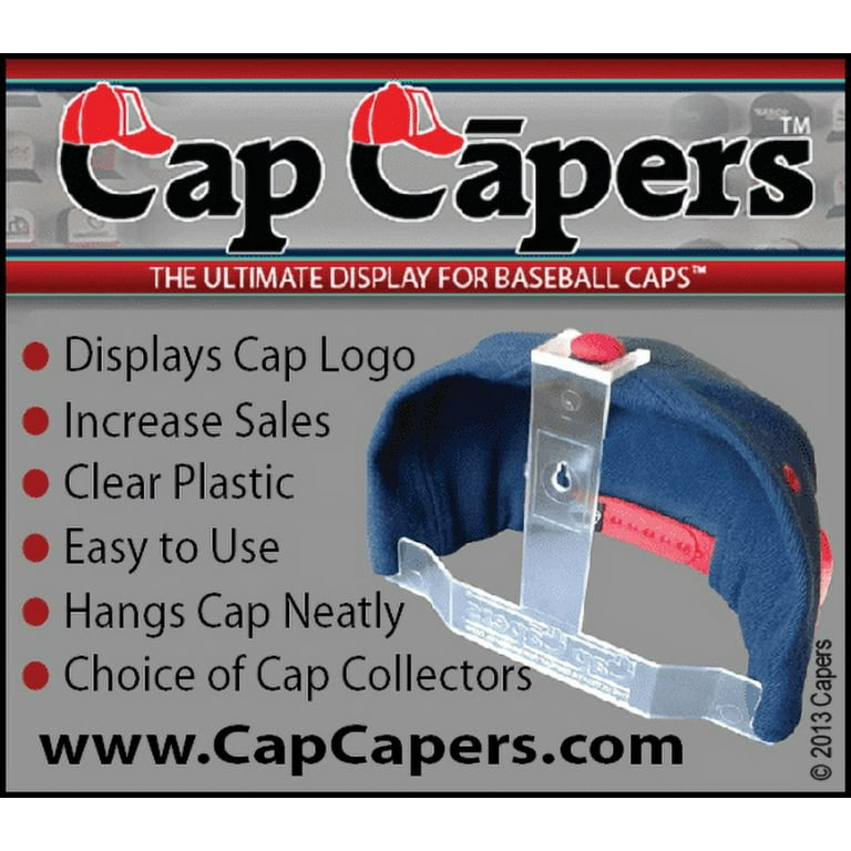 Cap Capers Baseball Cap DISPLAY; Wall Mounted Hat Rack; Baseball Cap Storage & Organization; Great for Cap Collectors (12)