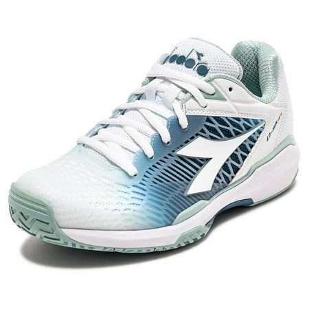 Diadora Women`s Speed Competition 7 AG Tennis Shoes White and Surf Spray ( 11 )