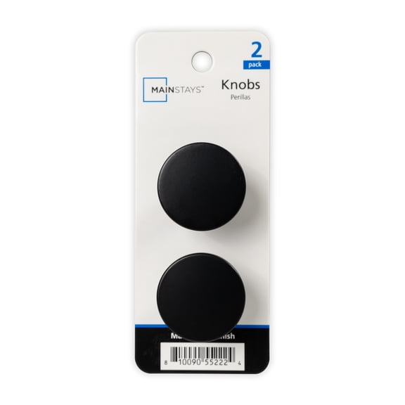 Mainstays 1.26" Coin Knob, 2 Pack, Matte Black