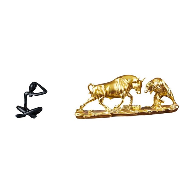 Escultura Moderna Y Abstracta De Toro, Oso Y Vaca. Colección De Figuras Decorativas. Adorno Sencillo Para Mesa O Estante. Ideal Como Regalo De Cumpleaños O Según El Feng Shui.