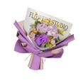 thumbnail image 4 of Ramo de flores hecho a mano Flores artificiales con eucalipto Regalo Flor de crochet Púrpura, 4 of 9