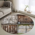 thumbnail image 3 of Barn Door Round Area&nbsp;Rug 3ft Vintage Brown Countryside Farmhouse Non-Slip&nbsp;Washable Circle Rugs Soft Felt Indoor Floor Mat for Bedroom Kitchen Living Room Bathroom, 3 of 9