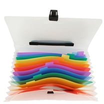 HOMEMAXS 13 Pockets A4 Expanding Accordion File Folder Buckle Closure Carrying Handle Plastic File Foldrs