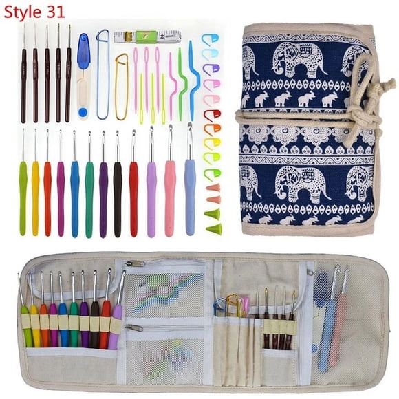 36 Styles Crochet Hooks Set Knitting With Yarn Weave Knitting Needles Hook Kit Sewing Tools Gauge Scissors Knit with Storage Bag