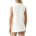 thumbnail image 3 of INSPIRE CHIC Women's Notched Lapel Collar Sleeveless One Button Adjustable Waist Work Suit Vest L White, 3 of 5