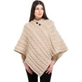 thumbnail image 2 of Aran Isle Ladies Irish Aran Cable Knit Buttoned Poncho- 100% Virgin Wool, 2 of 4