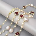 thumbnail image 6 of EOEMY 52'' Natural Pink Keshi Pearl Red Crystal Long Necklace Handmade For Women, 6 of 6