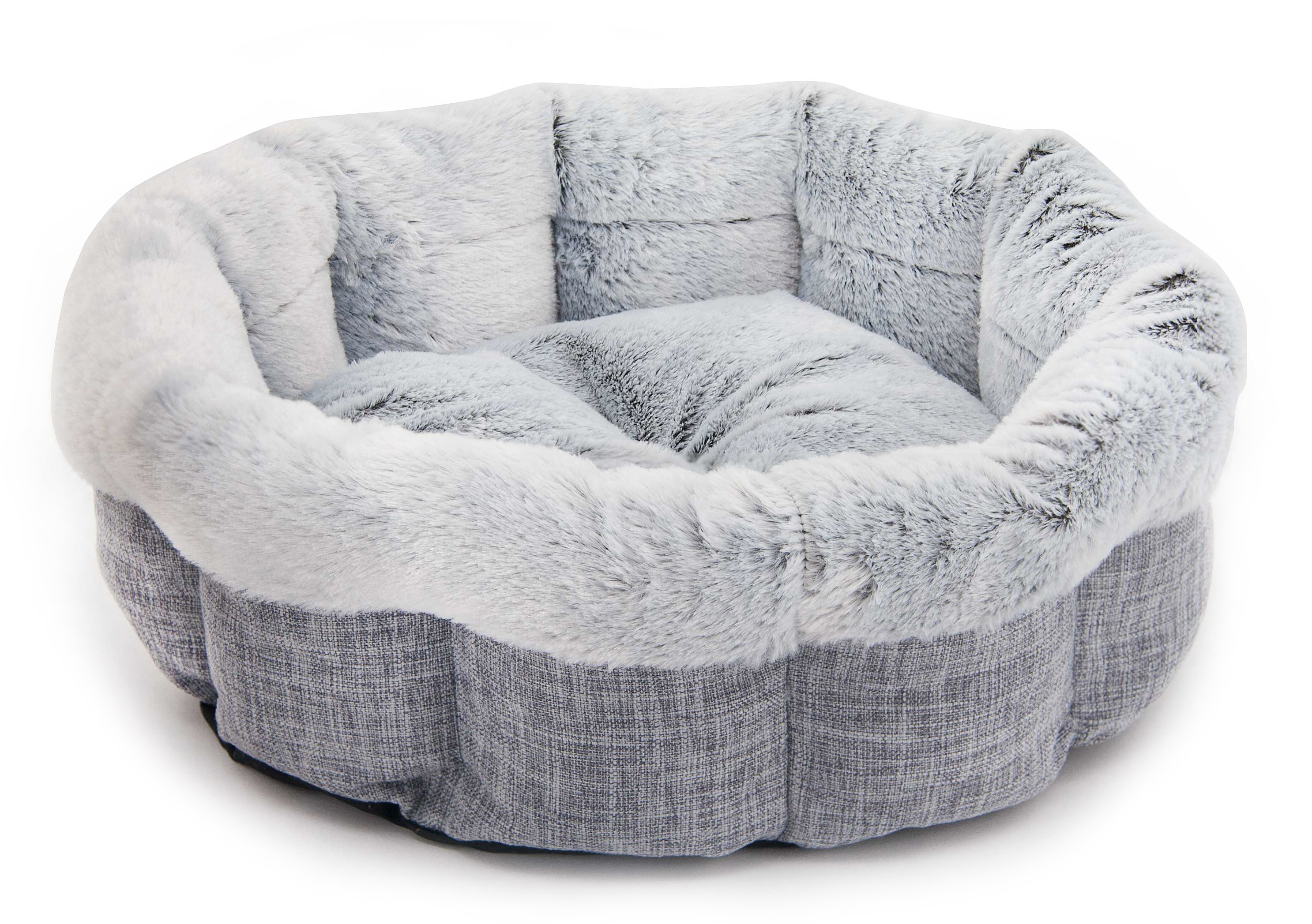 Best Pet Supplies Plush Oval Pet Cat Bed, Gray