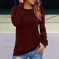 thumbnail image 2 of Tiqkatyck Womens Tops on Sale, Womens Casual Long Sleeve Basic Shirt Casual Loose Fit Crewneck T Shirts Basic Tee Soft Long Sleeve Shirts for Women, Red Shirt S, 2 of 5