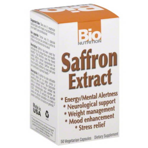 Bio Nutrition Saffron Extract Dietary Supplement Vegetarian Capsules, 50 count by
