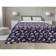 thumbnail image 1 of Navy and Blush Down Alternative Comforter, Twisted Blue Marine and Bouquets of Spring Roses and Orchid, Microfiber Quilt for All Season, 5 Sizes, Navy Blue Pink Green, by Ambesonne, 1 of 3