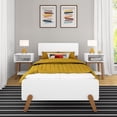 thumbnail image 2 of Max & Lily Mid-Century Modern Twin Platform Bed for Kids, Solid Wood, White/Pecan, 2 of 8