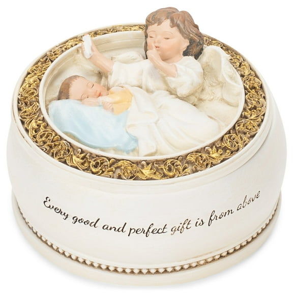 Every Good Comes From Above Creamy White Angel Baby 2 inch Resin Decorative Keepsake Box