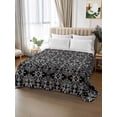 thumbnail image 2 of Black and White Full Size Flat Sheet, Wrinkleproof & Fadeproof Cooling Flat Bed Sheet Only, Modern Moroccan Geometric Abstract Art Breathable Soft Bedding Top Sheets 81 x 96 Inches, 2 of 8