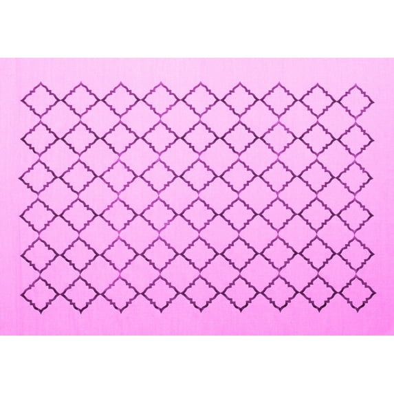 Ahgly Company Indoor Rectangle Trellis Pink Contemporary Area Rugs, 7' x 9'