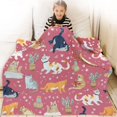 thumbnail image 5 of Cute Cat Throw Blanket for Women Girls Cat Blankets Gifts for Cat Lovers Soft Fleece Pink Throw Blanket, 5 of 6