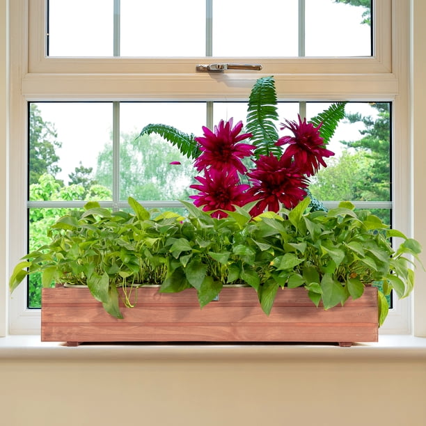 Costway 36 Inch Wooden Flower Planter Box Garden Yard Decorative
