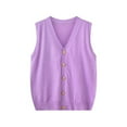 thumbnail image 2 of Womens Sweater Vest Button Down Sleeveless Soft Casual V Neck Knitwear Tops Waistcoat Solid Color Knitted Jacket (One Size, Purple), 2 of 3