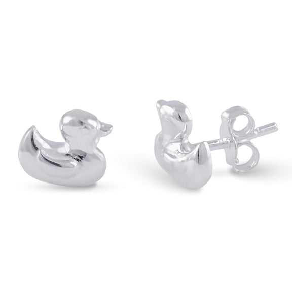 SilverCloseOut Duck Stud Earrings, Sterling Silver, Earrings