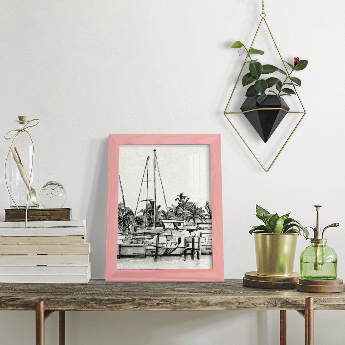 Neutral Tropics IV - Framed Print w/glass - Sunset Pink
