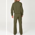 thumbnail image 3 of Szluipve 2 Piece Sets for Women 2 Piece Tracksuit Outfit Color‑Block Half Zip Collar Sweatshirt & Side Stripe Wide Leg Pants Set Casual Loose Loungewear Suit for Daily Sport Green S, 3 of 3