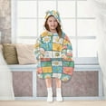 thumbnail image 7 of FORMRS Wearable Blanket Hoodie with Sleeves for Kids Cozy Flannel Sweatshirt, Daisy Mosaic, 7 of 7