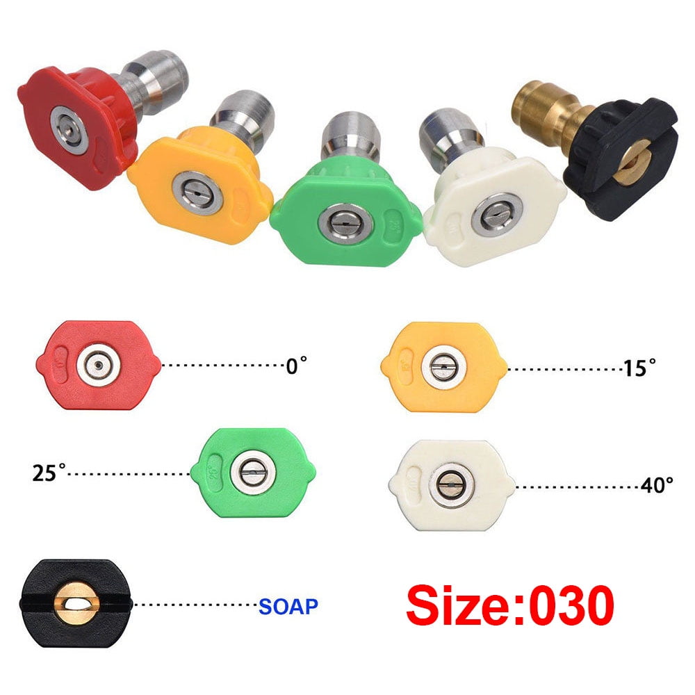 High Pressure Washer Spray Nozzle Tips Degrees 1//4/" Quick Connect 1.0//2.0 GPM