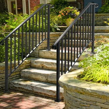 SamyoHome 5-Step Iron Handrail for Outdoor Steps